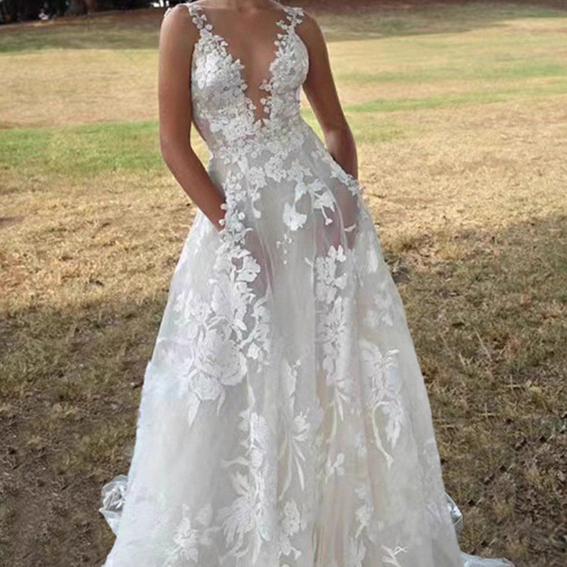 Pettiskirt Lace Bridal Dress Sexy White Wedding Dresses
