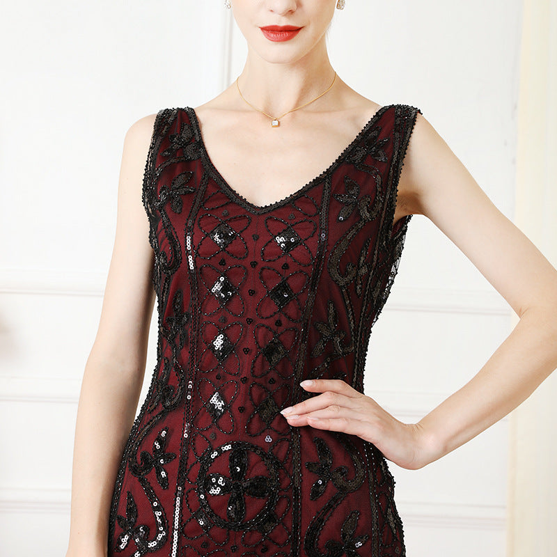Party Sequin Bead Dress Ball Temperament Evening Dresses