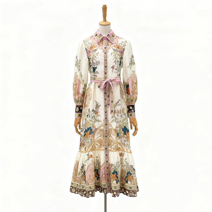 Women's Style Palace Elegant Printed Dress Early Autumn Dresses