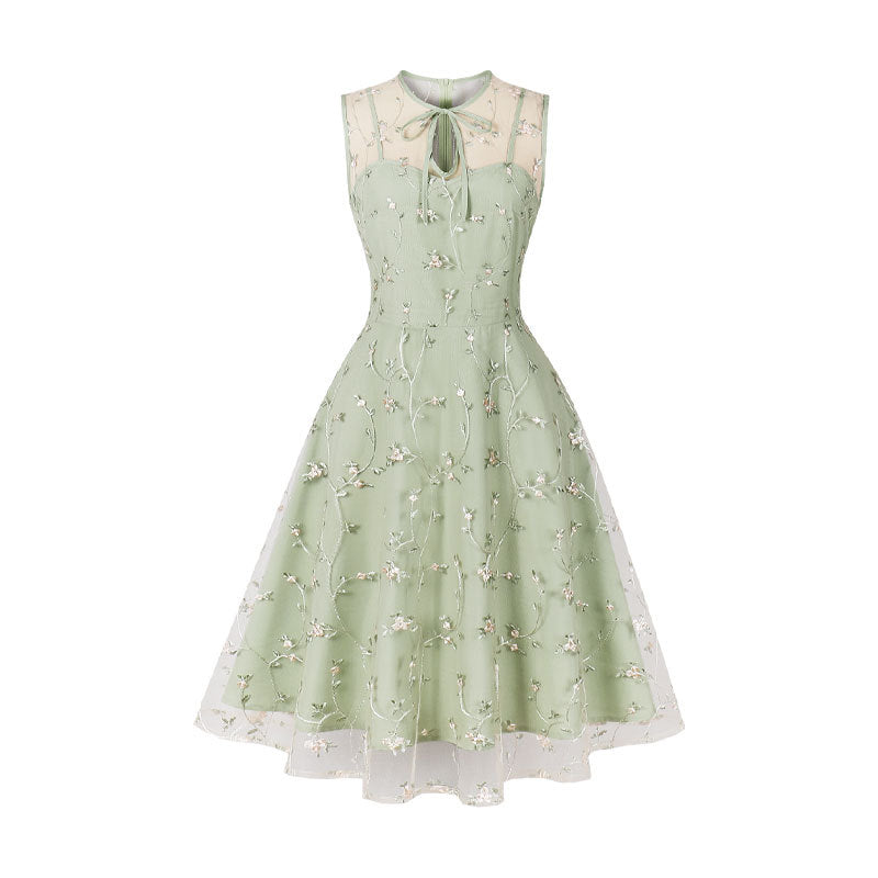 Women's Summer Dress Waist Slimming Temperament Small Mesh Dresses