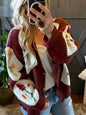 Women's Contrast Color Flower Jacquard Single-breasted Casual Sweaters