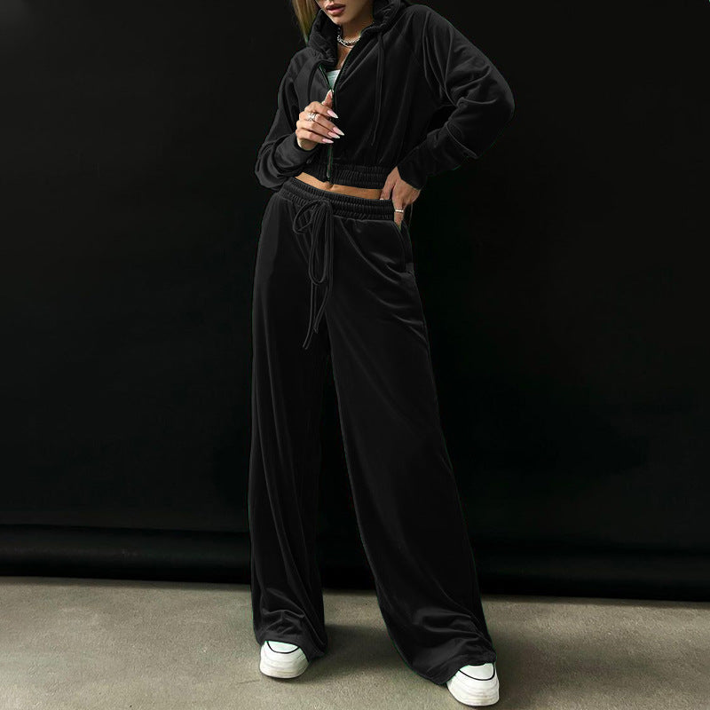 Women's Fashion Hooded Sweatshirt Gold Veet Sports Suits