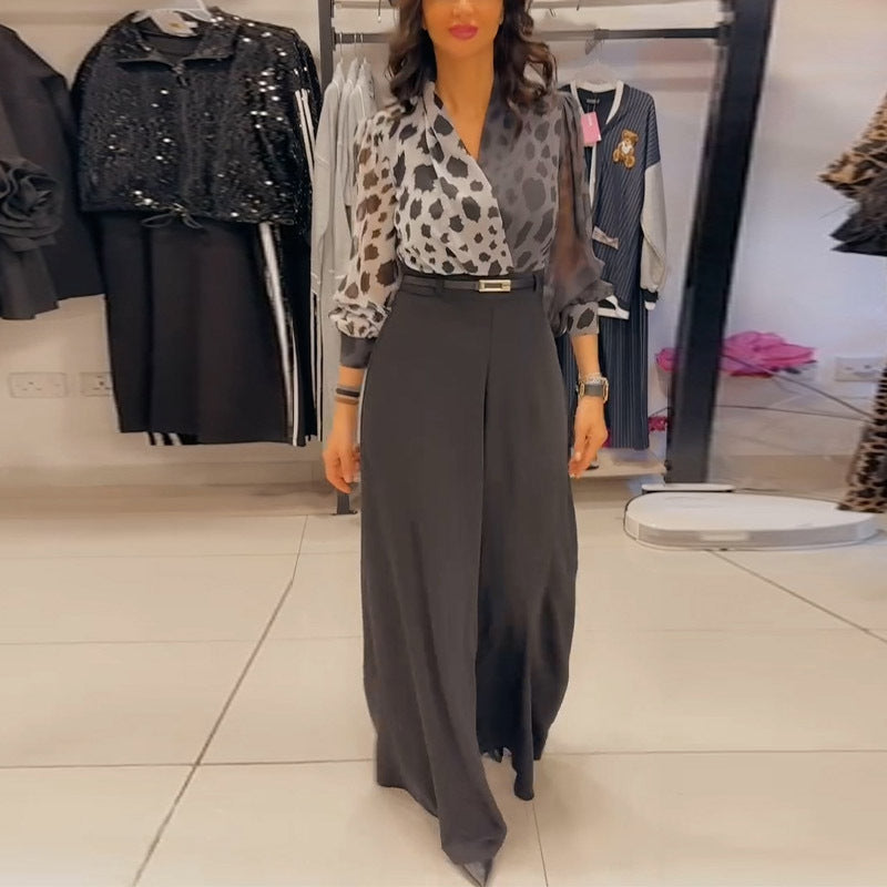 Spring Elegant Sexy Printed Two-piece Set Suits
