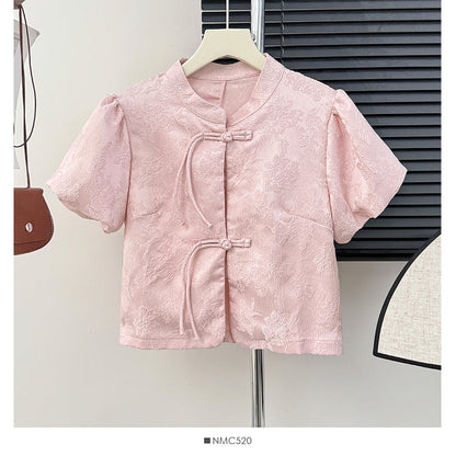 Women's Style Stand Collar Puff Sleeve Shirt Design Dresses