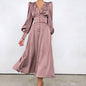 Women's Sleeve Elegant Slim Satin Court Waist Dresses