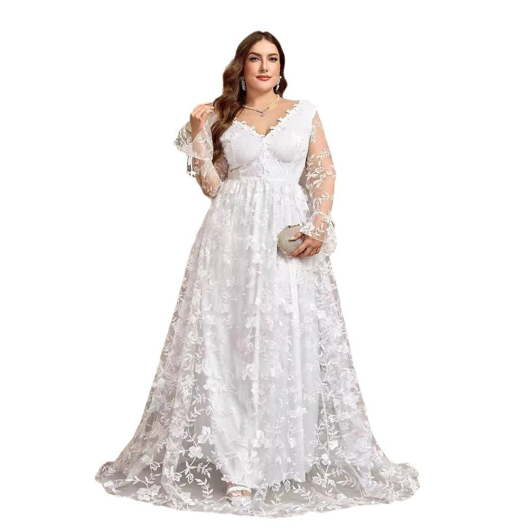 Women's Long Sleeve White Bridal Gown Formal Wedding Dresses