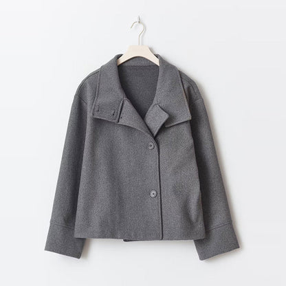 Women's Elegant Stand Collar Button Long-sleeved Woolen Coats