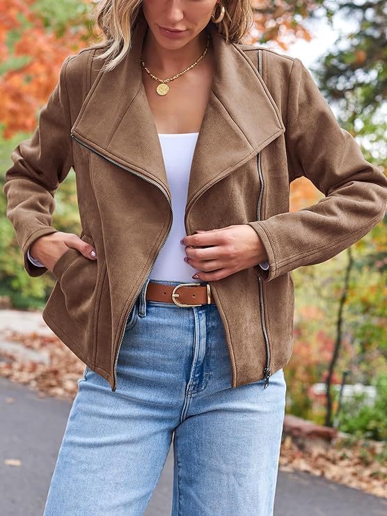 Classy Glamorous Fashion Casual Motorcycle Suede Coats