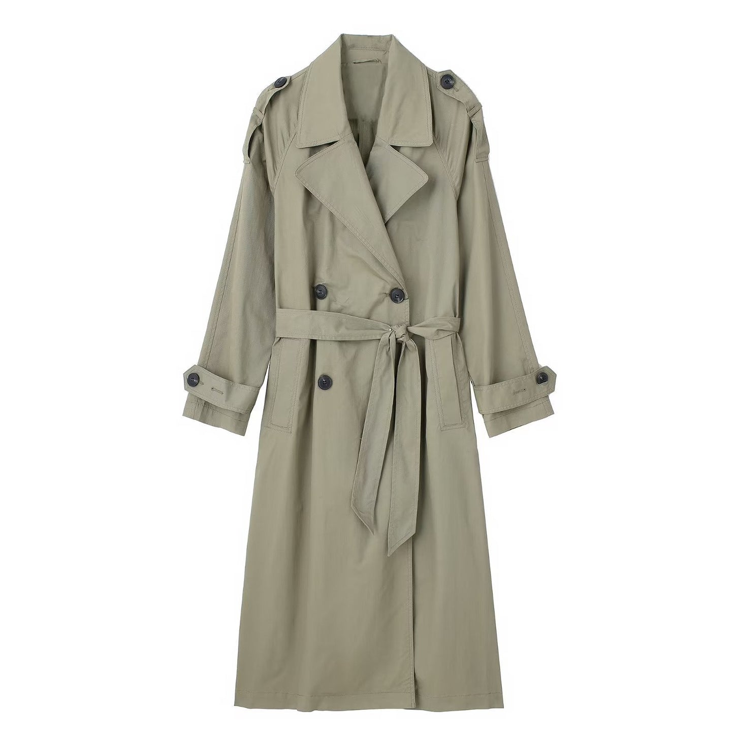 Women's Lapel Long Sleeve Double Breasted Belt Large Faux Coats