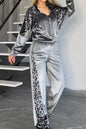 Women's Leopard Veet Casual Fashion Sports Set Suits