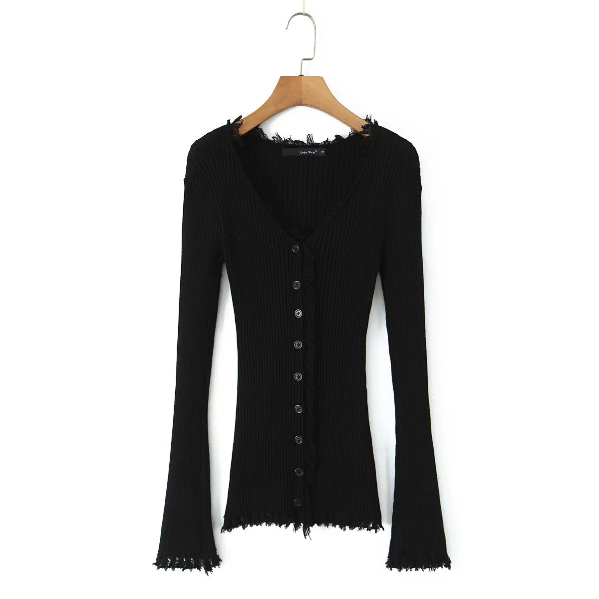 Women's Pure Gentle Knitted Two-piece Collar Burrs Tassels Waist Suits