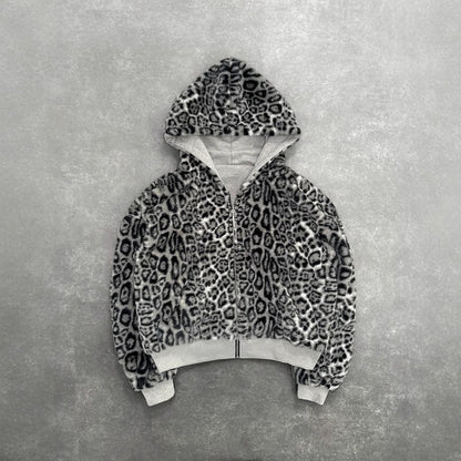 Women's & Men's & Fashionable Warm Retro Hooded Leopard Print Sweaters