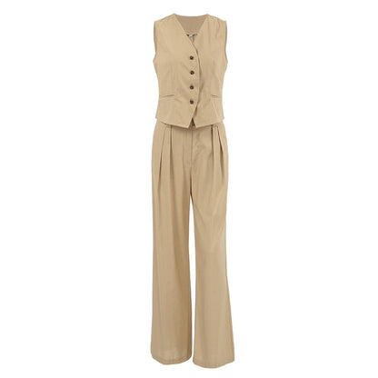 Women's Commuter Khaki Trousers Two-piece Autumn Fashion Suits