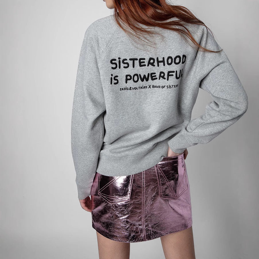 Women's French Minority Sisters Riding Motorcycle Printing Sweaters