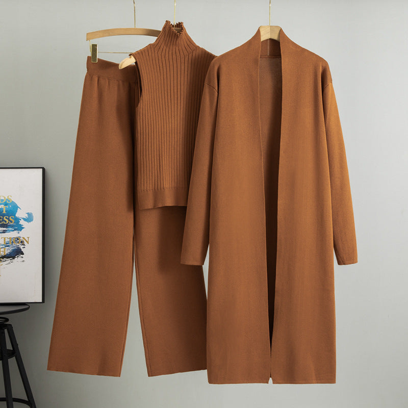 Lazy Temperament Knitting Sleeveless Three-piece Set Suits