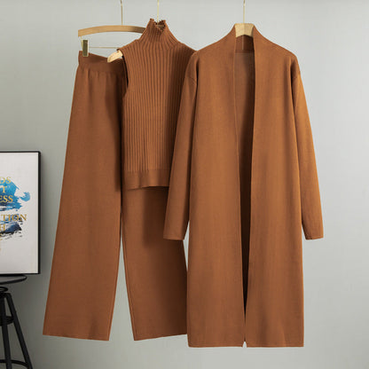 Lazy Temperament Knitting Sleeveless Three-piece Set Suits