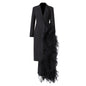 Asymmetric Business Dress Autumn Stitching Mesh Dresses