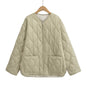 Women's Loose Cotton Quilted Fashion Zipper Thin Coats
