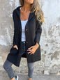 Women's Fashion Single-breasted Long Sleeve Solid Color Coats