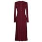 Women's Knitted Round Neck Slim Fit Slimming Long Dresses