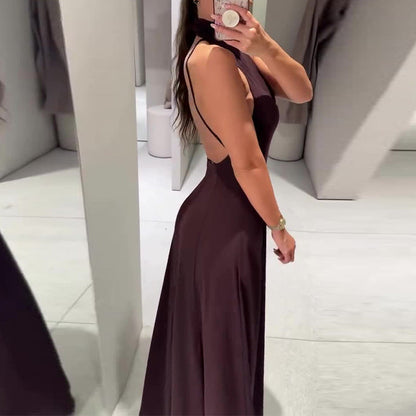 Women's Sleeveless Elegant Fashion Solid Color Long Dresses