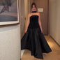 Women's Summer Elegant Black Tube Slimming Patchwork Dresses