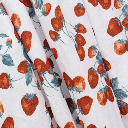 Printed Strawberry Square Collar Mid-length Vacation Dresses