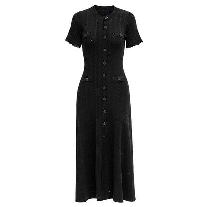 High Quality French Style Temperament Sleeve Hollow Thread Dresses