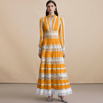 Women's Dress Stitching Lace Edge Design Sense Dresses