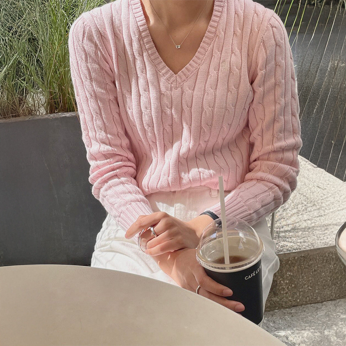 Women's Fashion Casual Solid Color Base Woolen Sweaters