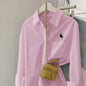 Women's Casual Minimalist Long Sleeve Button Solid Blouses