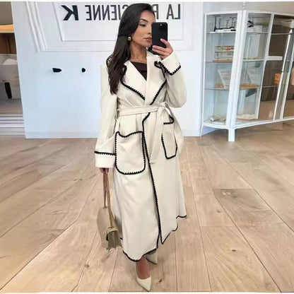 Women's Warm Long Sleeves Lapel Woolen Coats