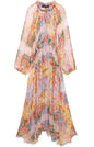 Women's Loose Series Printed Long Sleeve Midi Dresses