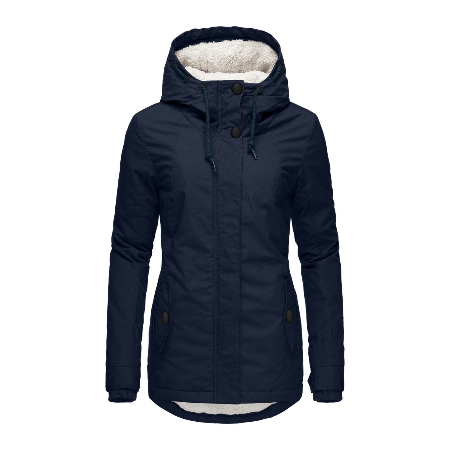 Women's Winter Quilted Cotton Parka Lamb Wool Woman Dress Coats