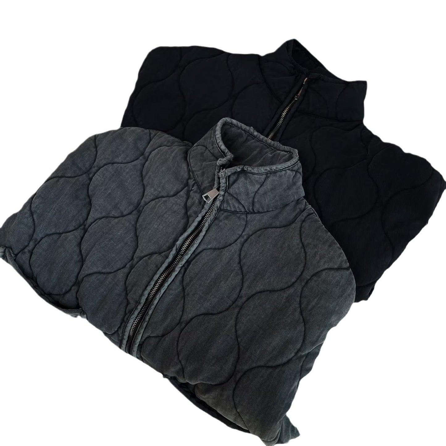 Women's Stand Collar Zipper Large Pocket Long Sleeve Coats