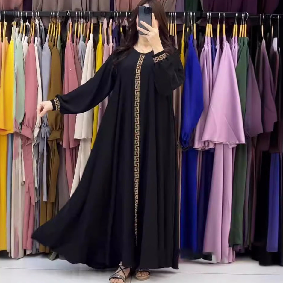 Women's Round Neck Solid Color Long Sleeve Dresses