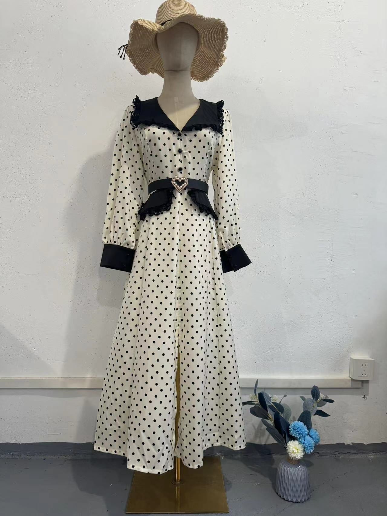 Summer Lace Doll Collar Polka Dot Dresses