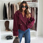 Women's Fashionable Collar Solid Color Woolen For Coats