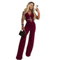Women's Fashion Wear Decorative Buckle Belt Trousers Tops