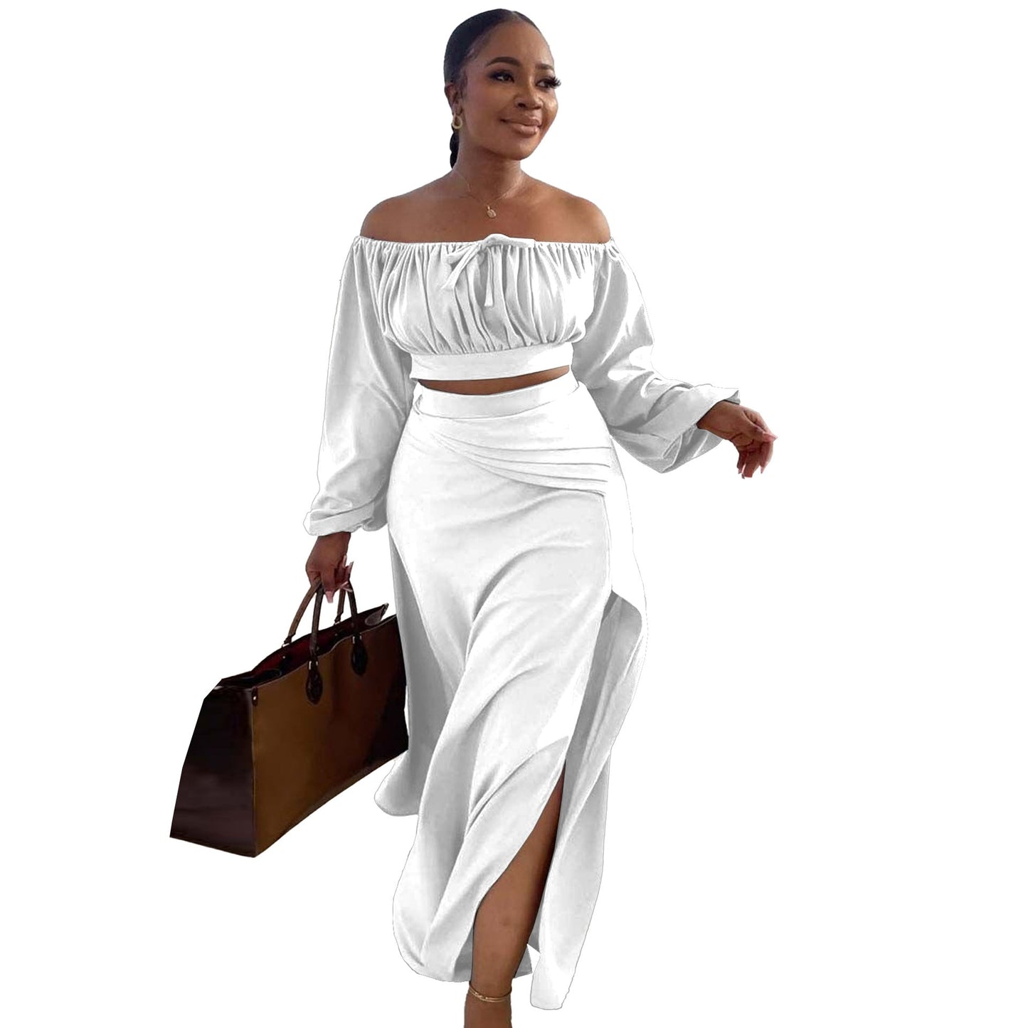 Sexy Bandeau Large Lantern Sleeve Two-piece Suits
