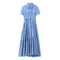 Spring With Belt Shirt Stitching Dress Dresses
