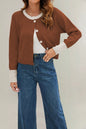 Women's Single Row Button Contrast Color Knitted Sweaters
