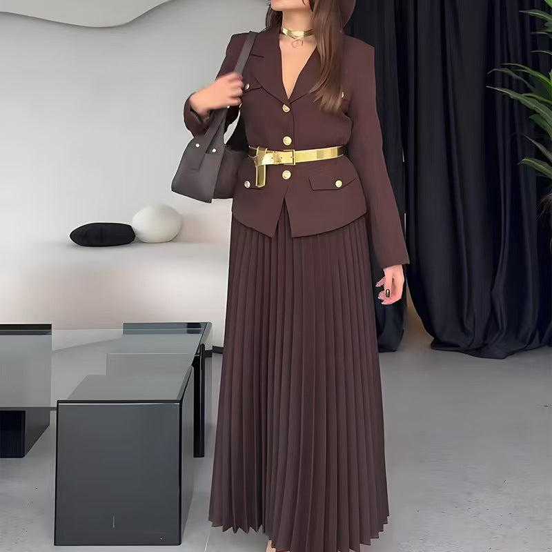 Women's Fashion Charming Elegant Long Pleated Suits