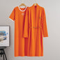 Women's Casual Knitted Dress Elegant Short-sleeved Long Suits