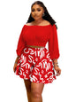Women's Pleated Fluffy Waist Trimming Casual Two-piece Plus Size