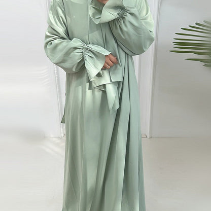 Turkey Solid Color Small Horn Sleeve Dresses