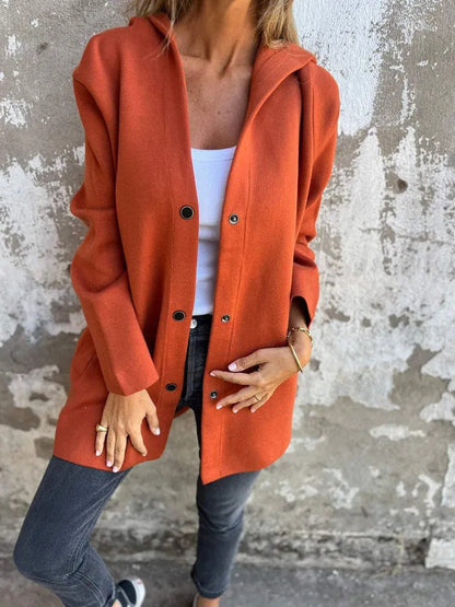 Women's Fashion Single-breasted Long Sleeve Solid Color Coats