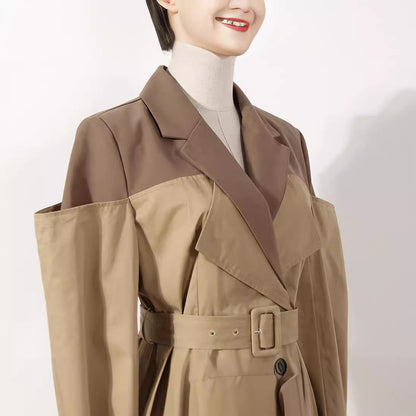 Women's Pieces Collar Trench Mid-length Autumn Design Sense Coats