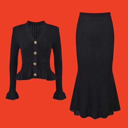 Classy Dress Fitted Waist Knitted Fishtail Dresses