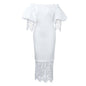 Women's Lace Stitching Banquet Dress Lantern Sleeve Dresses